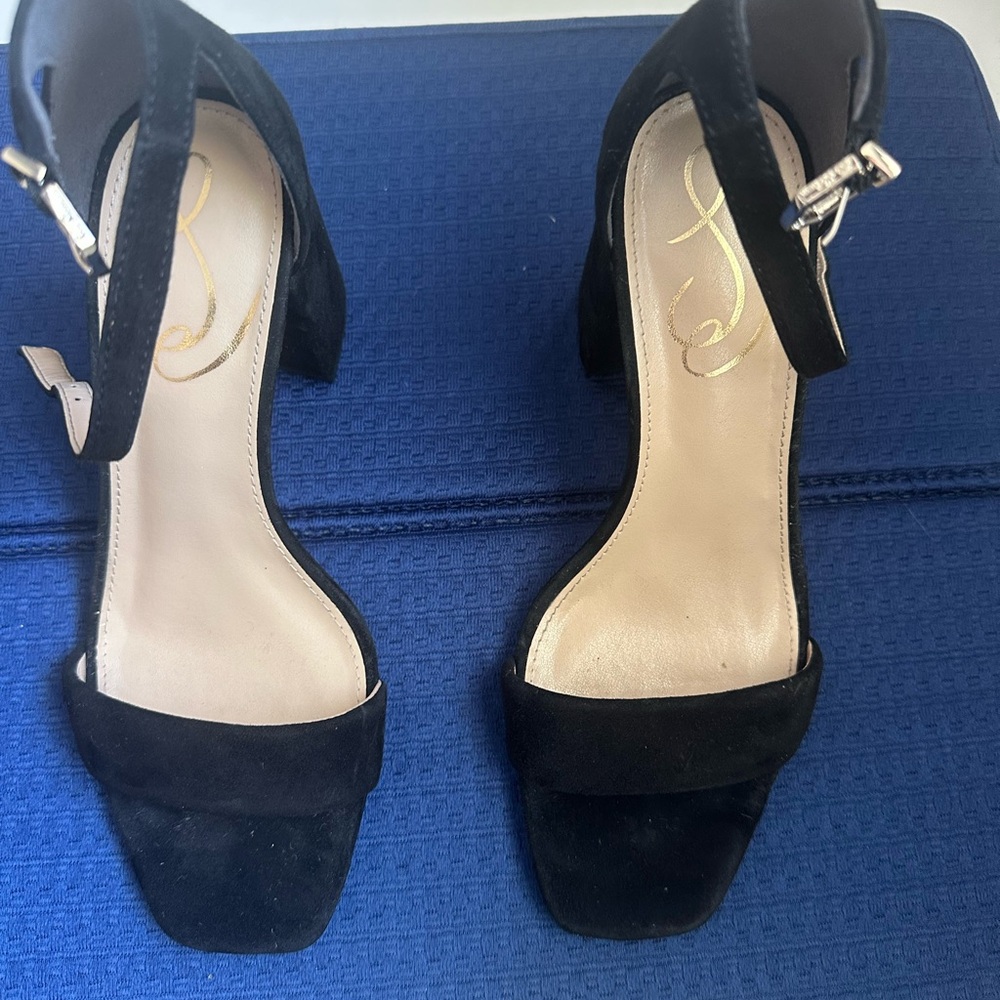 Sam Edelman Daniella Black Suede Heels with Ankle Strap